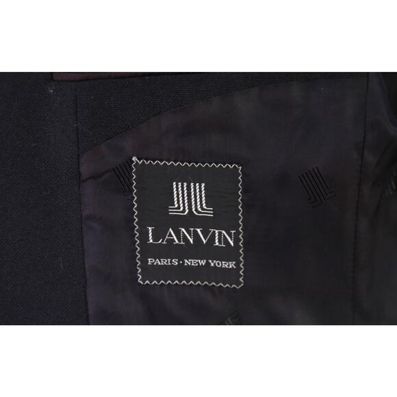Lanvin Vinitage Black Knit Woven Patch Pocket Gold Button Blazer Jacket 40R - Picture 7 of 8